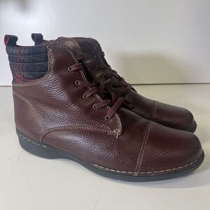 CLARKS‎ Collection Soft Cushion Leather Booties Lace Up + Zip Closure 9.5W Wine